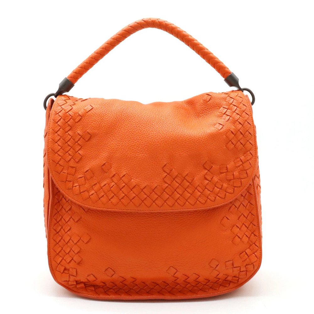 BOTTEGA VENETA Intrecciato Shoulder Bag Hobo Leather Orange